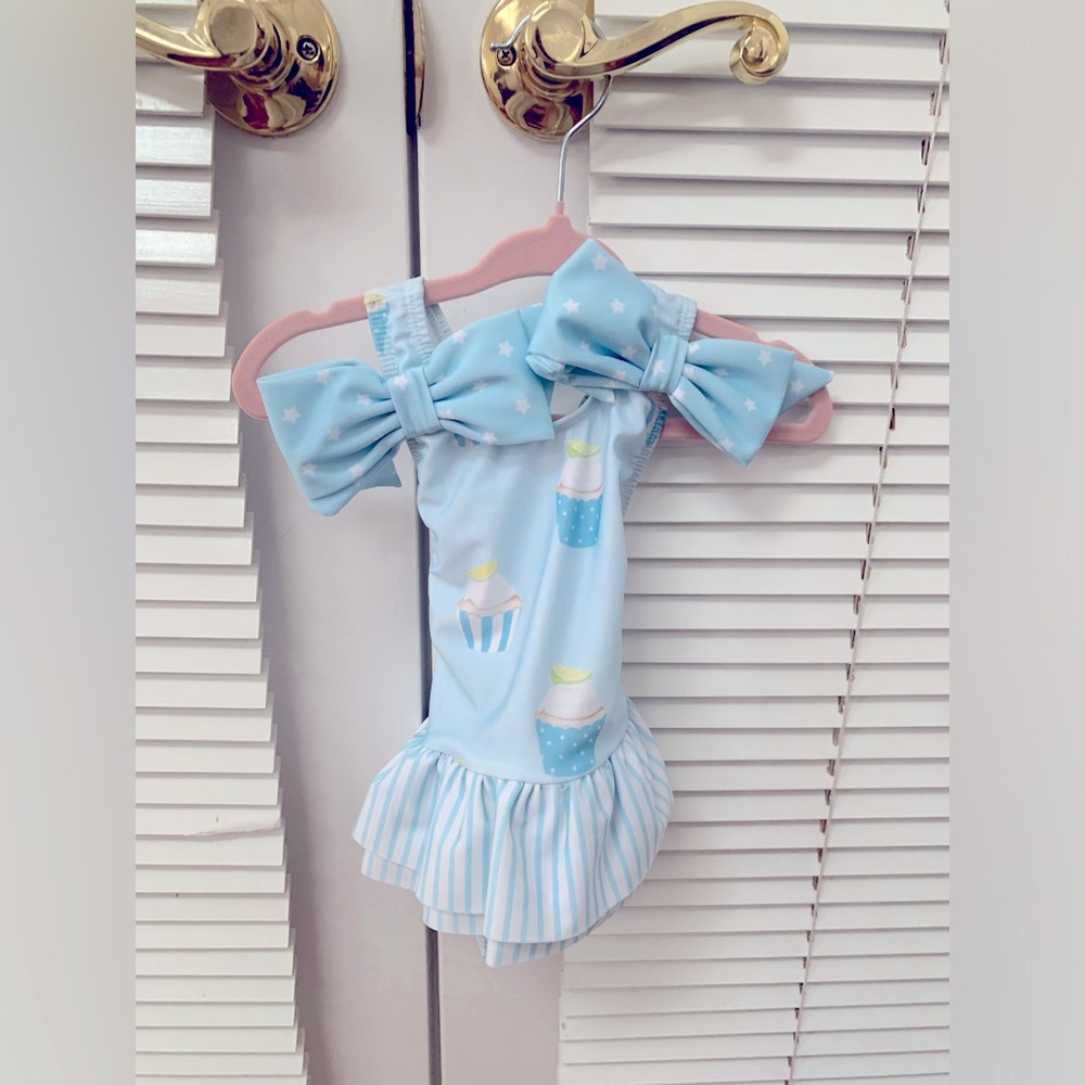 Sal & Pimenta Baby Swimsuit - Blue Cupcake Design